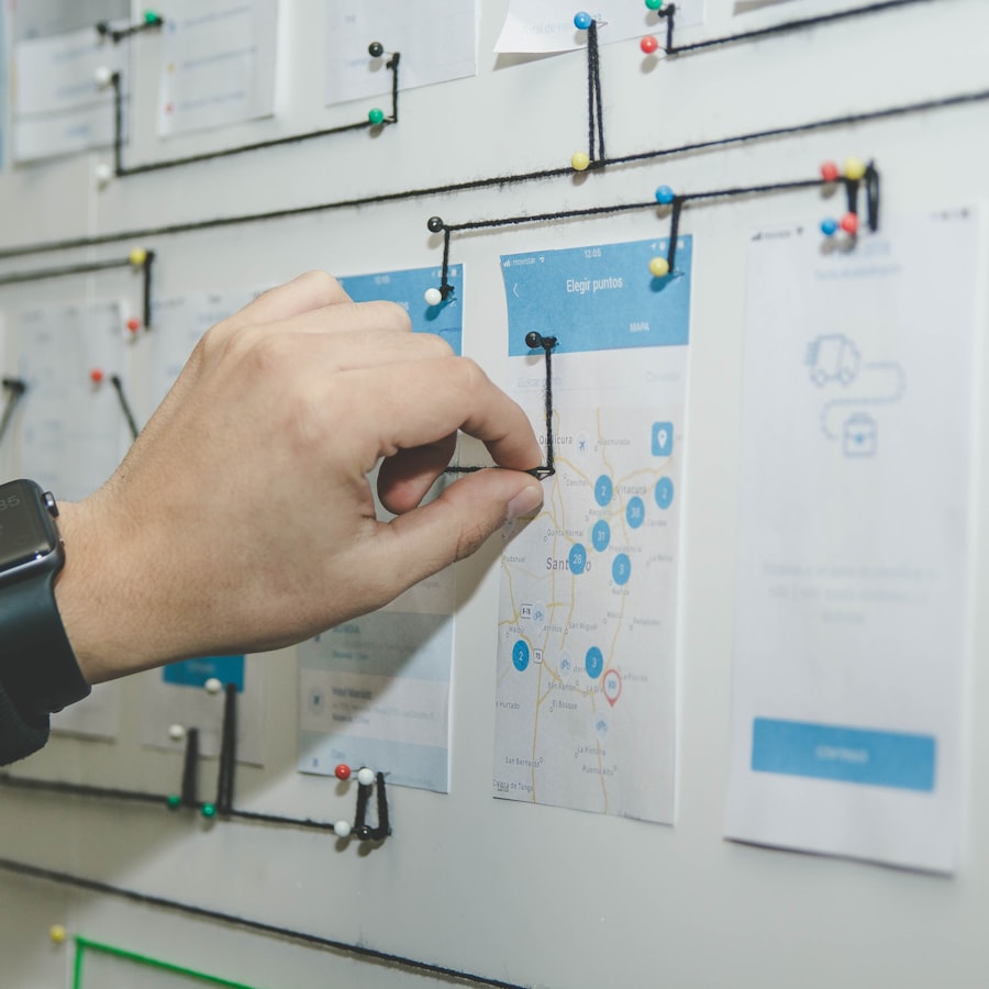 A team mapping a process on a whiteboard